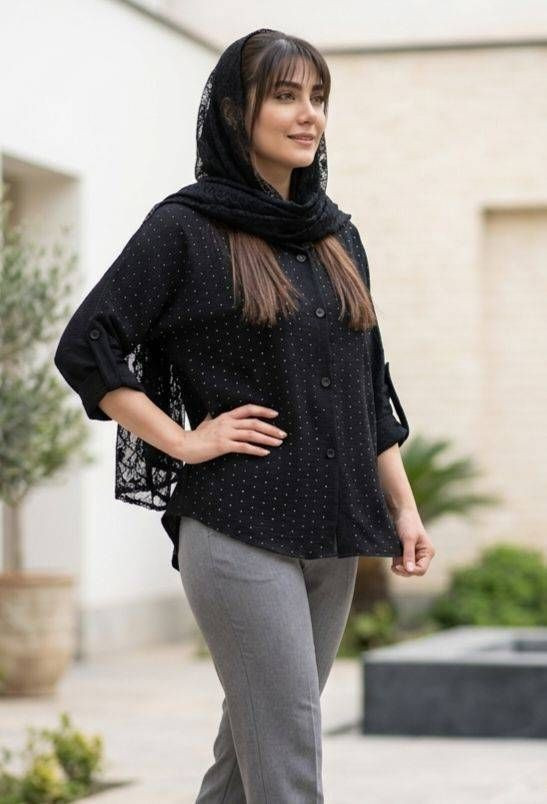 شومیز مجلسی مشکی جنس بزایاق درجه یک