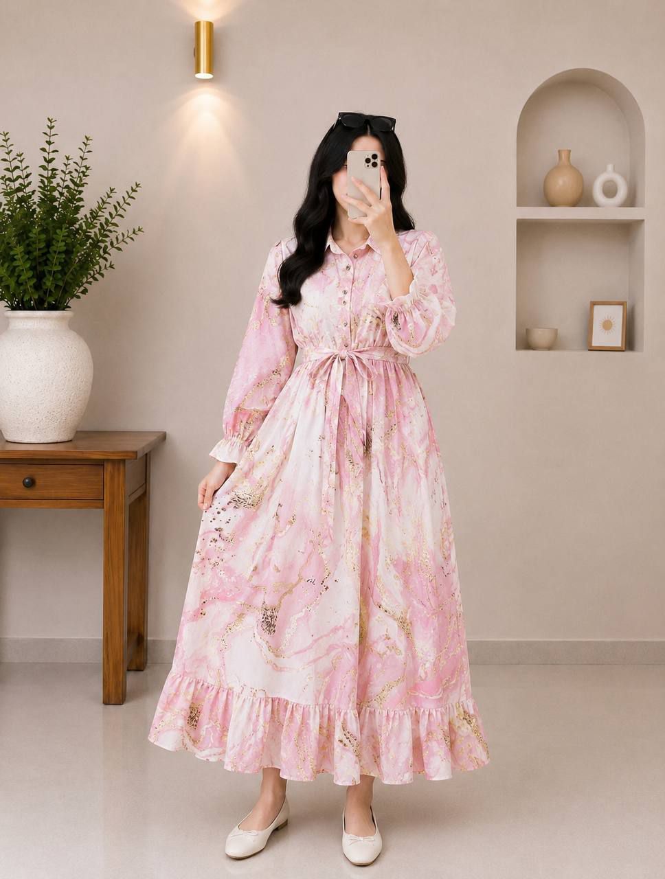 پیراهن گلشید جنس پنبه نخی