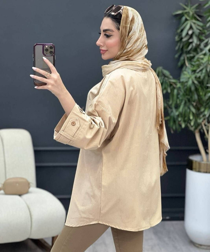 مانتو دوجیب پیله جنس لنین خطی اعلا
