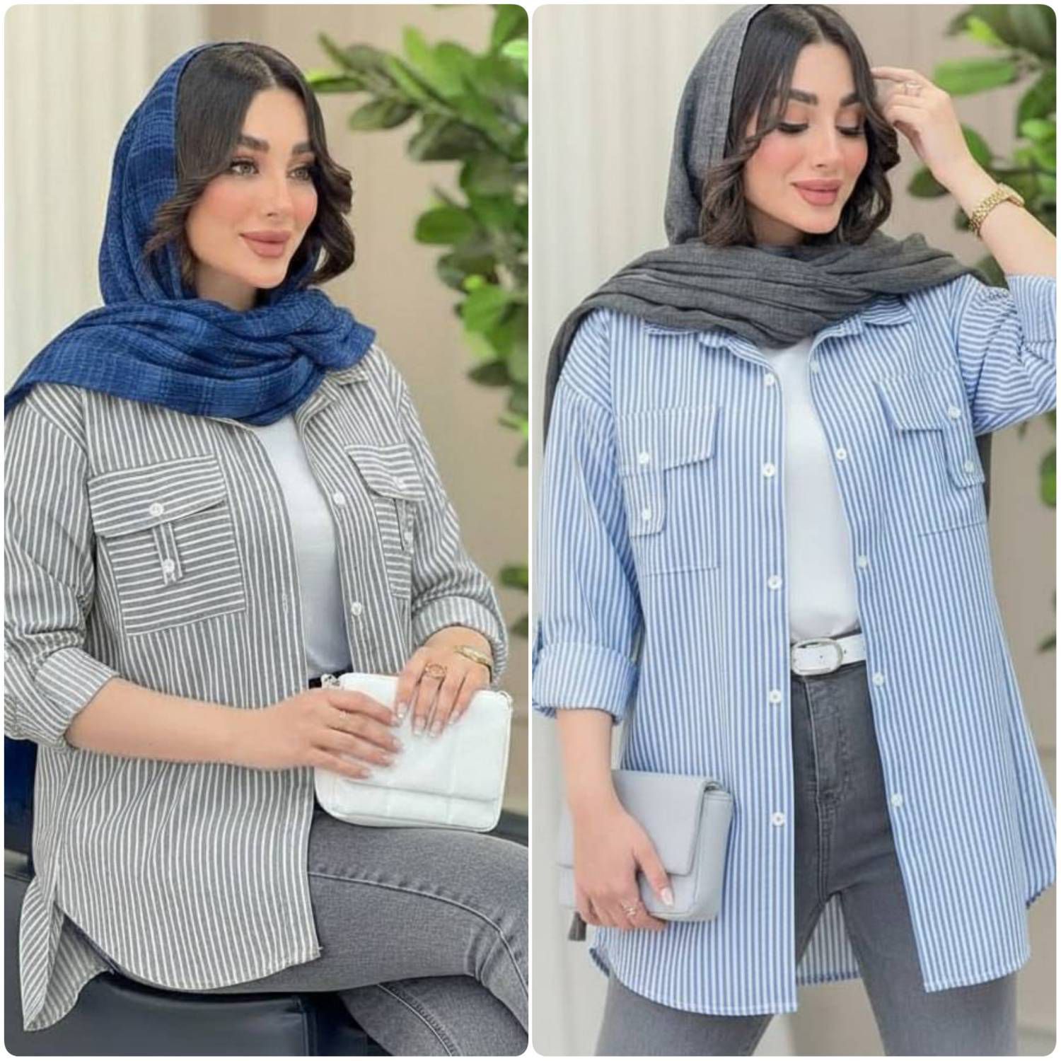مانتو جیب صلیبی راه راه باکیفیت