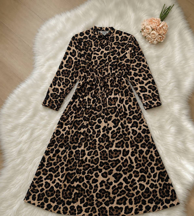 پیراهن یقه چین پلنگی سوپرسافت اعلا