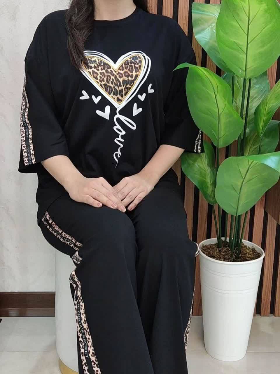 ست تیشرت شلوار فریک قلب