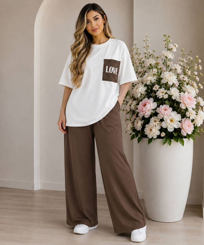 ست تیشرت شلوار love نخ پنبه باکیفیت