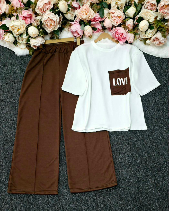 ست تیشرت شلوار love نخ پنبه باکیفیت