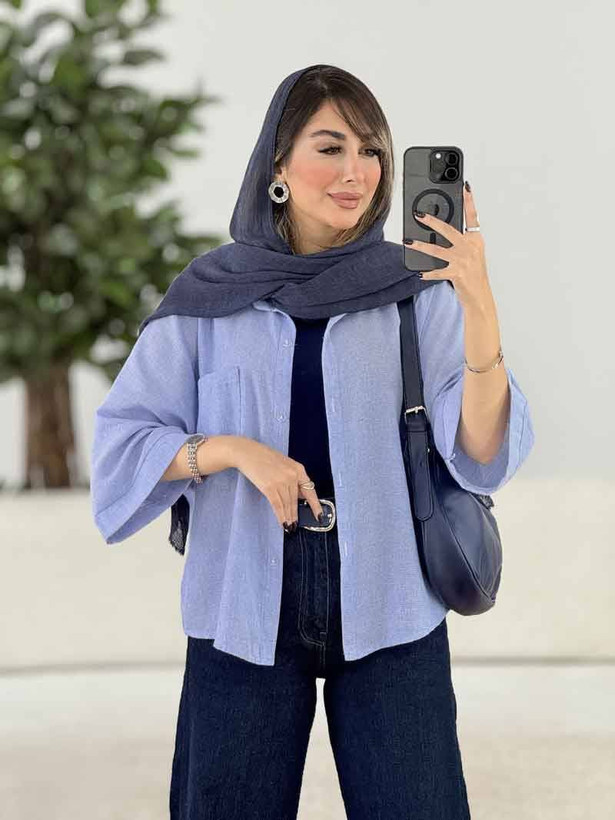 شومیز باکسی شفق جنس شانتون حصیری