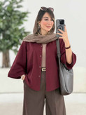 شومیز باکسی شفق جنس شانتون حصیری