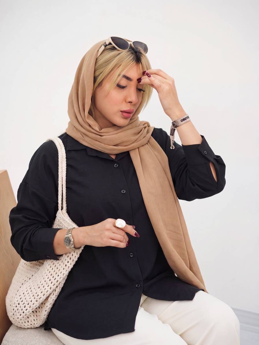 شومیز مهسان مشکی جنس ینزی درجه یک