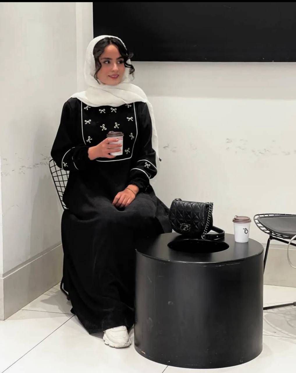 مانتو عبایی پاپیون جنس الیزه درجه یک