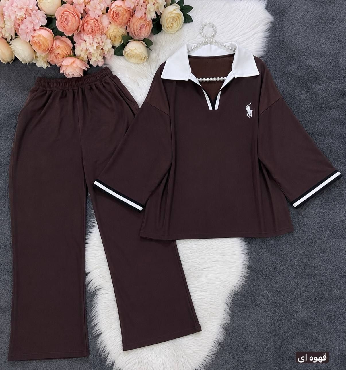 ست تیشرت شلوار polo گلکسی پنبه
