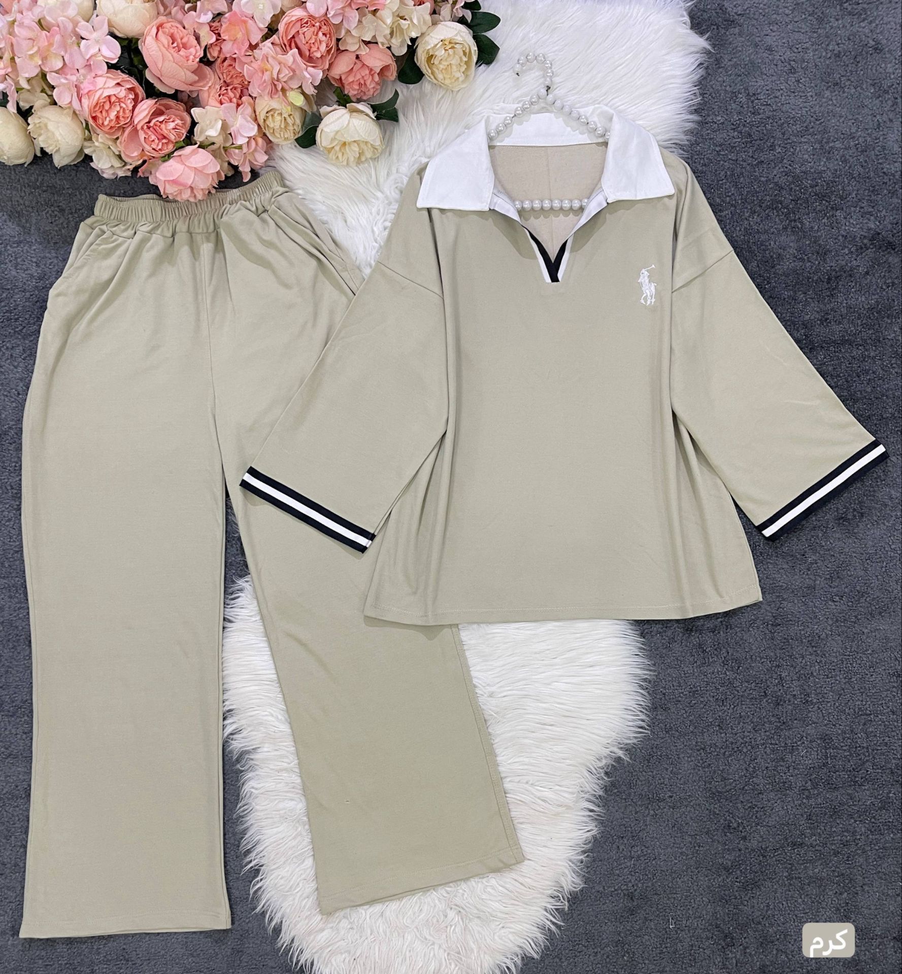 ست تیشرت شلوار polo گلکسی پنبه