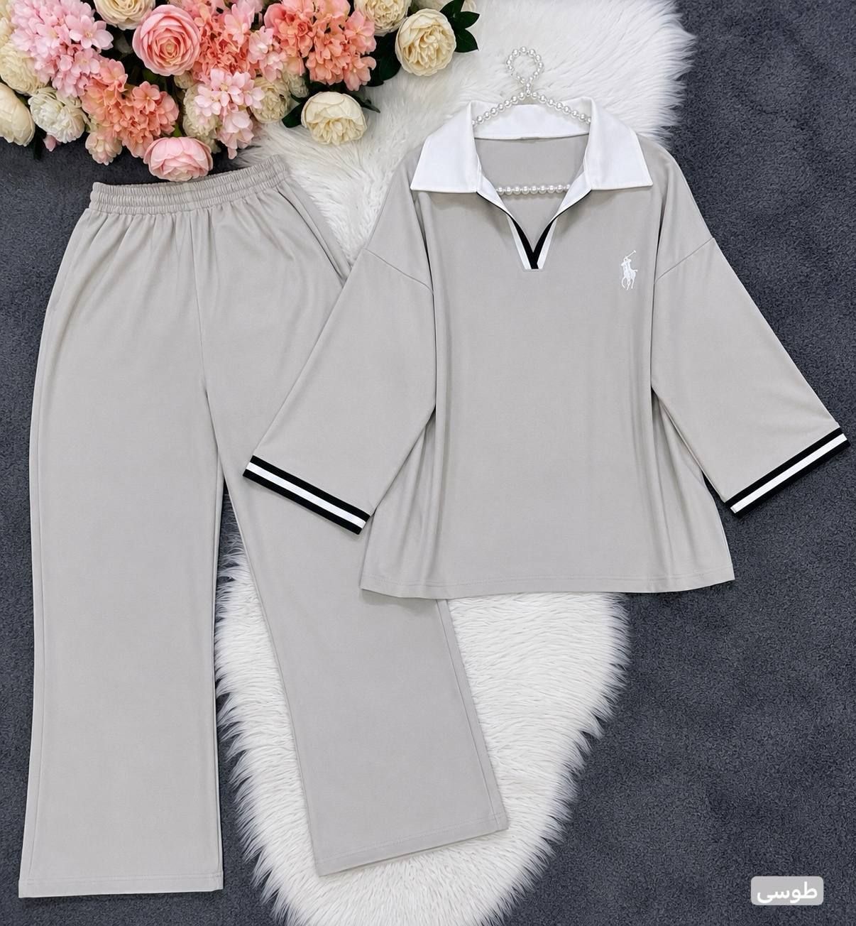 ست تیشرت شلوار polo گلکسی پنبه