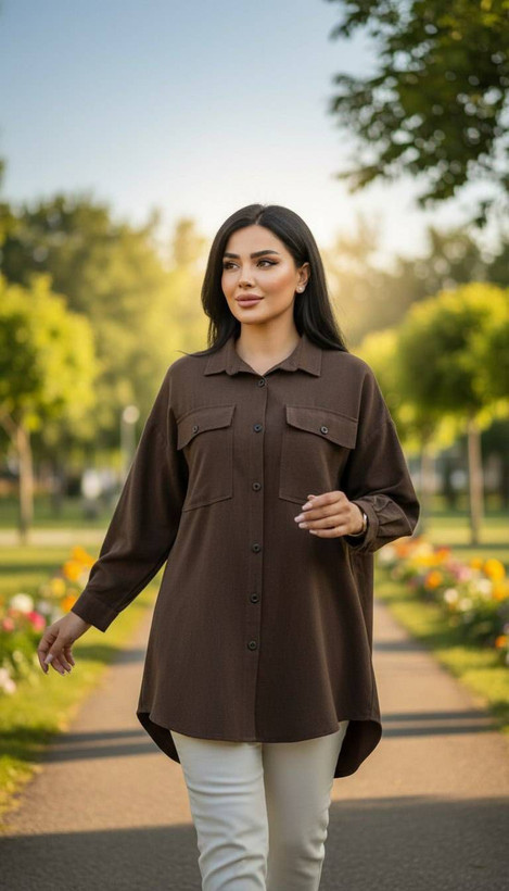 شومیز مانتویی لنین دوجیب
