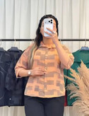 شومیز باکسی طرح چهارخونه جنس کرسپو گرم بالا