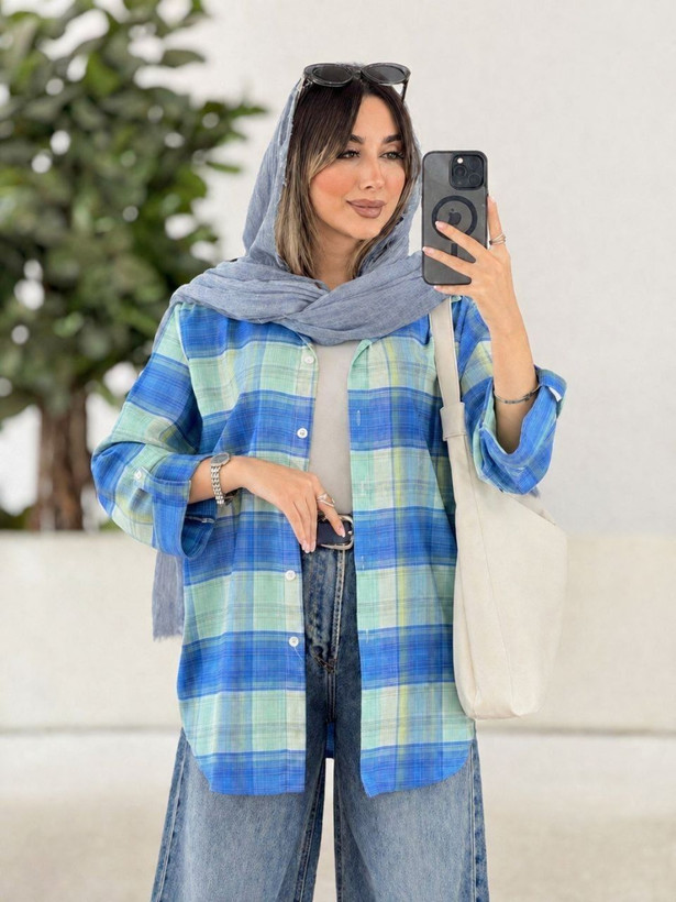 مانتو چهارخونه یلدا جنس نخ پنبه اعلا