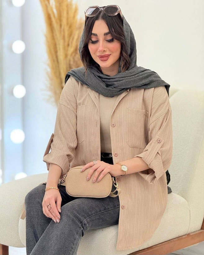 شومیز تبسم دوجیب جنس کراش درجه یک