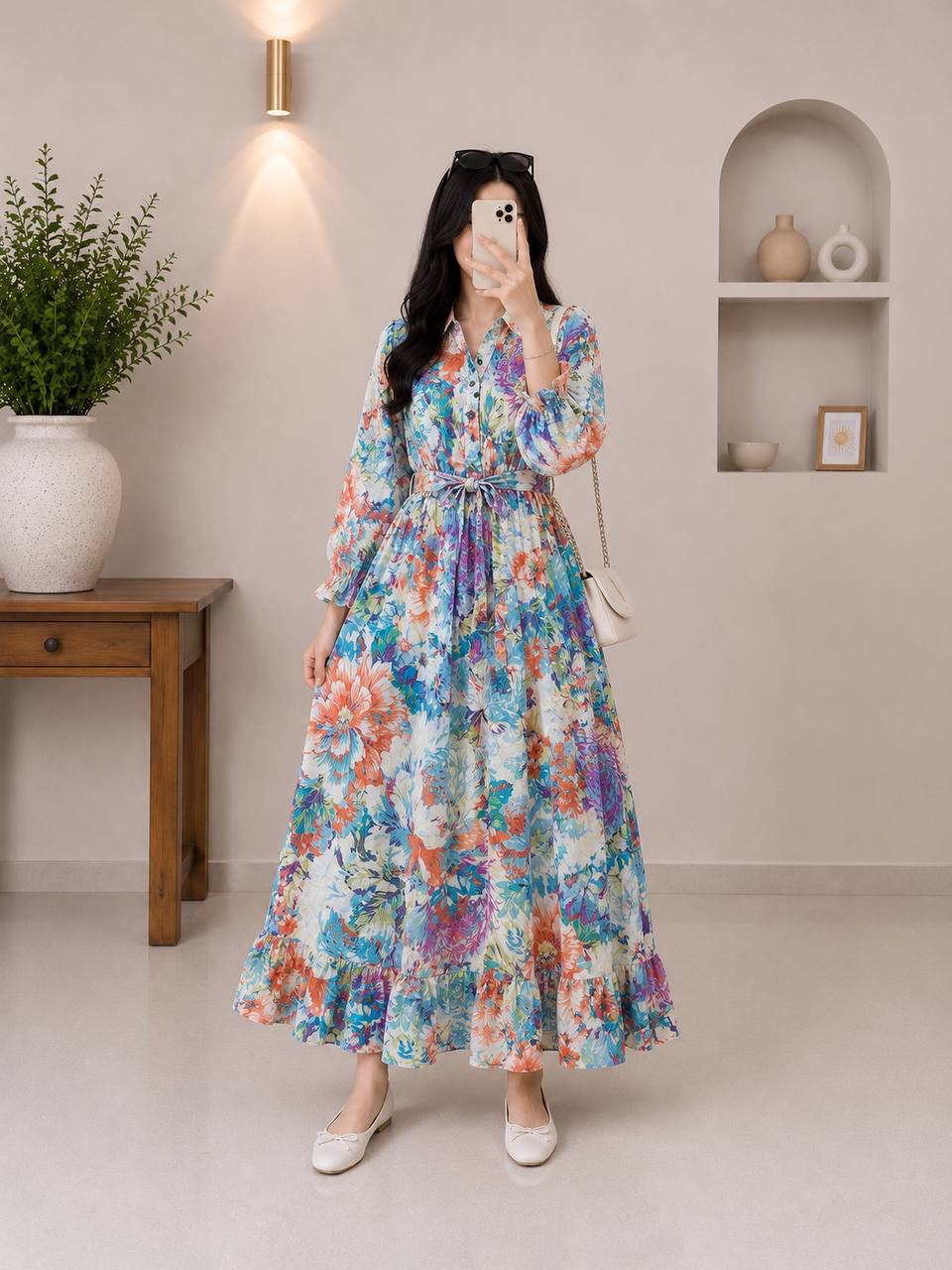 پیراهن گلشید جنس پنبه نخی