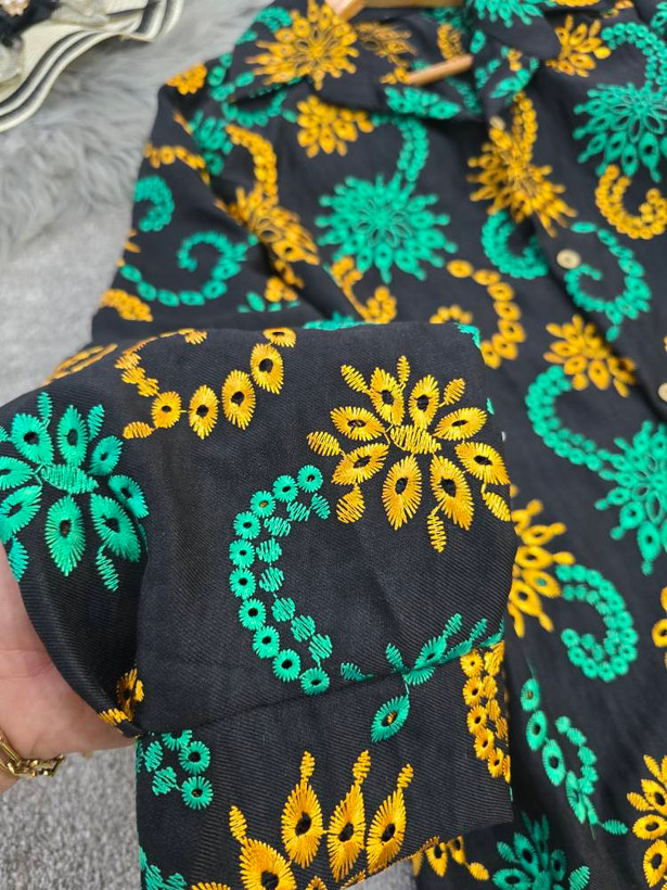 مانتو خامه دوزی نیلا جنس شانتون