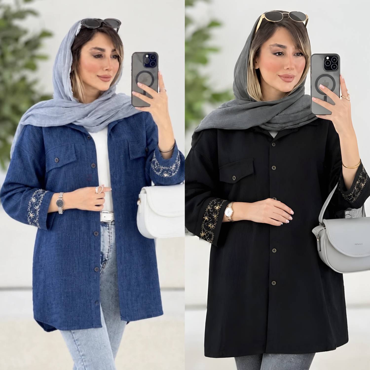 مانتو مچ گلدوزی سانیا جنس شانتون