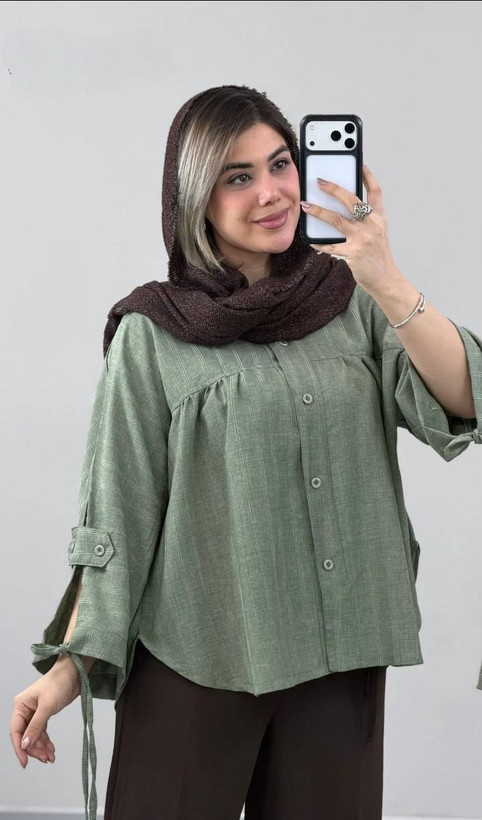 شومیز مانتویی مدل نبات جنس صوفیا ژاکارد