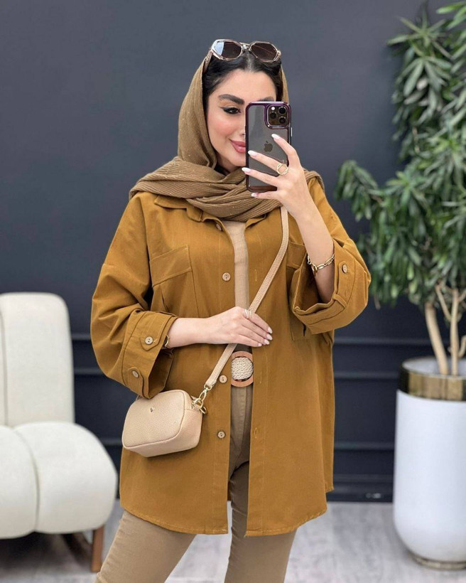 مانتو مدل بنفشه جنس لنین نچرال باکیفیت
