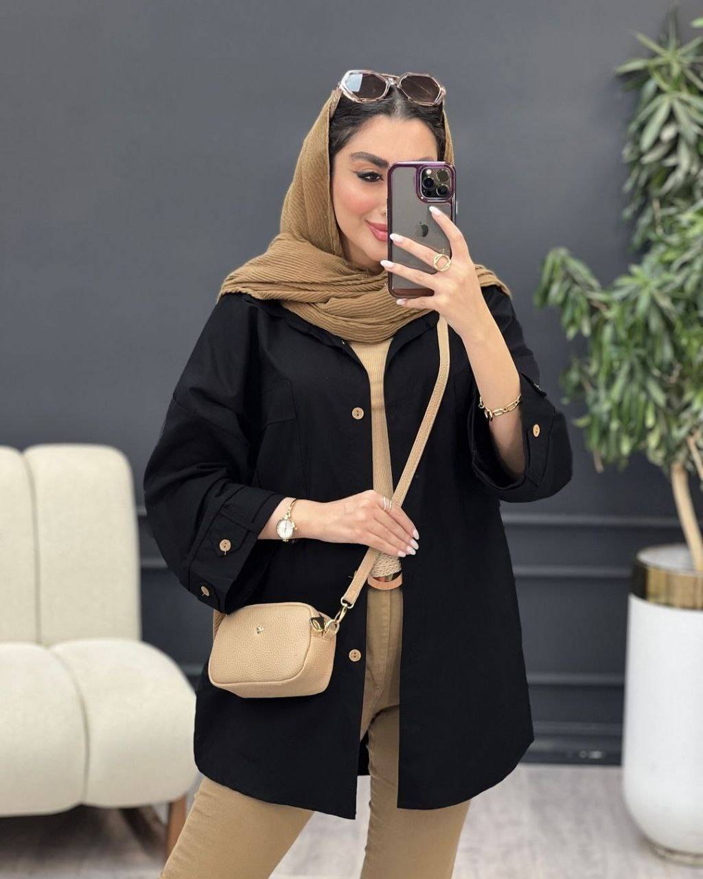 مانتو مدل بنفشه جنس لنین نچرال باکیفیت