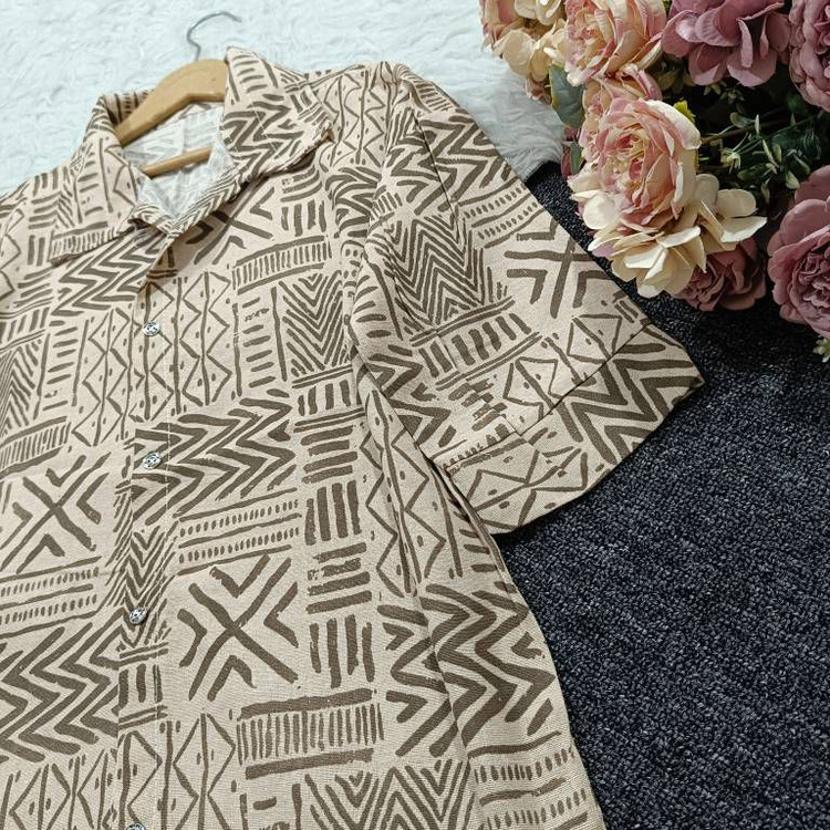 شومیز باکسی گندم جنس لنین درجه یک