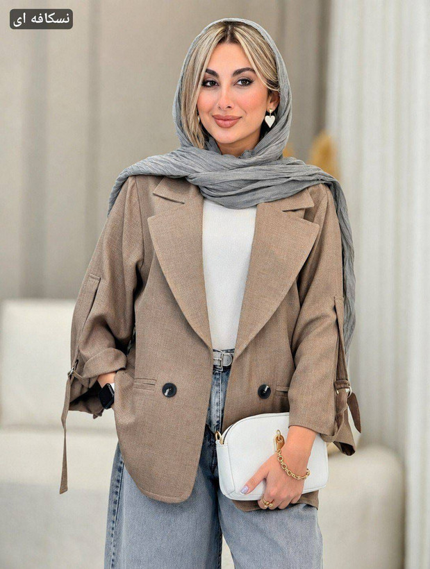 مانتو کتی آستین سگک کتان نچرال