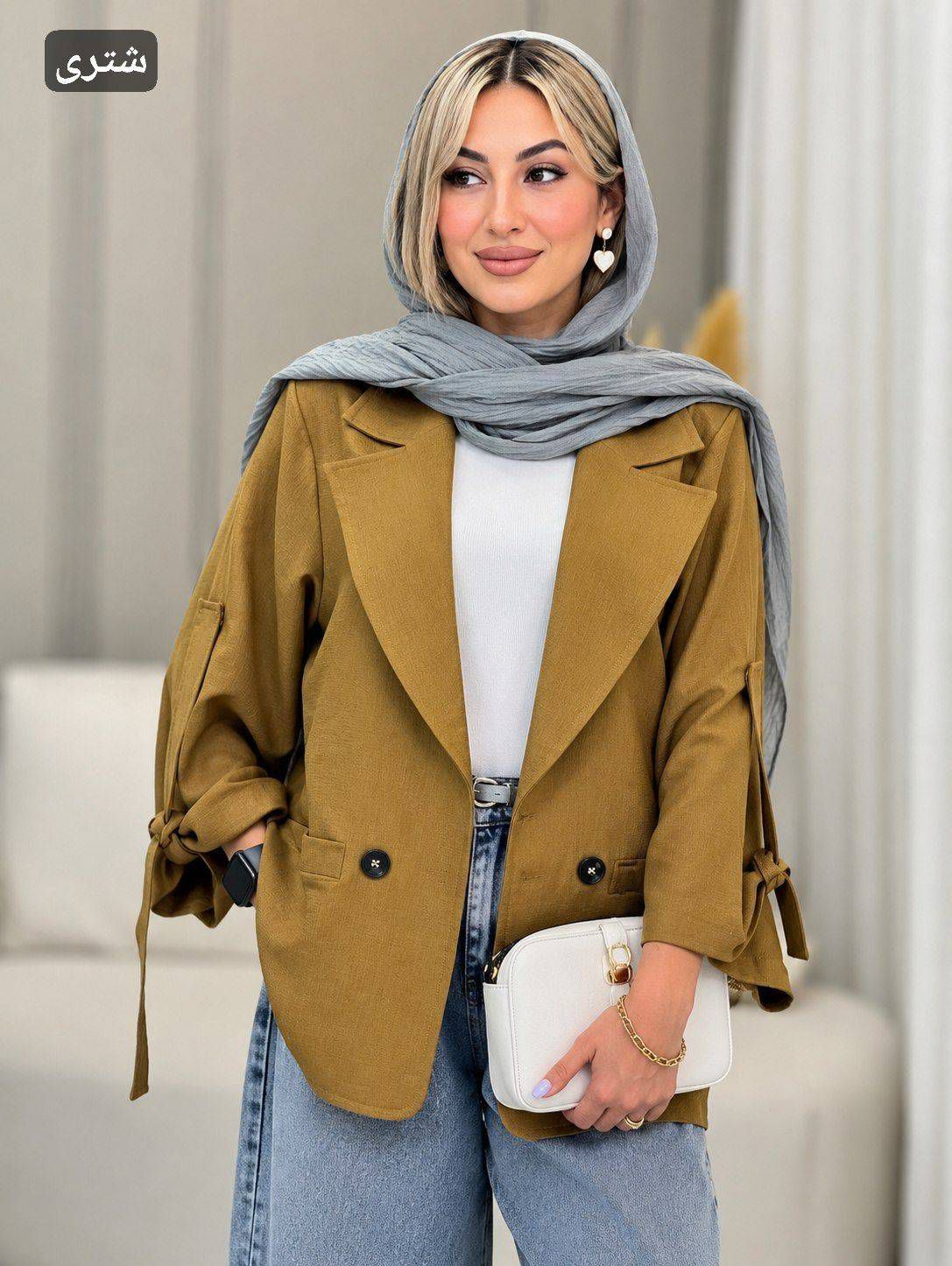 مانتو کتی آستین سگک کتان نچرال