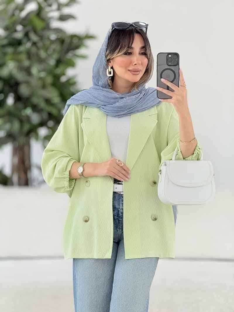 کت آستین بندی شبنم جنس لنین شسته شده اعلا