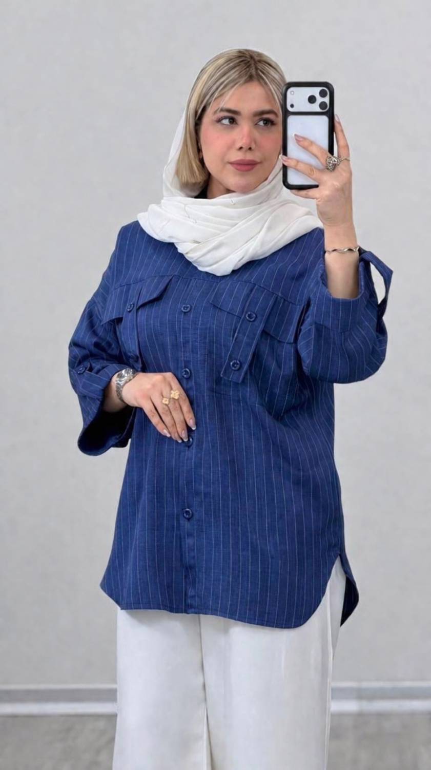 مانتو جیب صلیبی راه راه دیپلمات