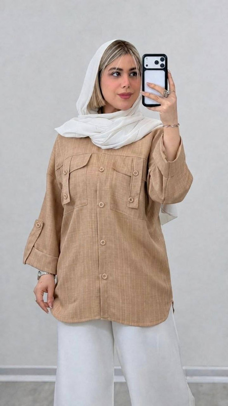 مانتو جیب صلیبی راه راه دیپلمات