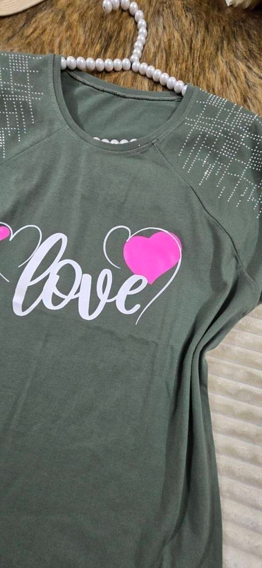 تیشرت باکسی نگینی طرح LOVE