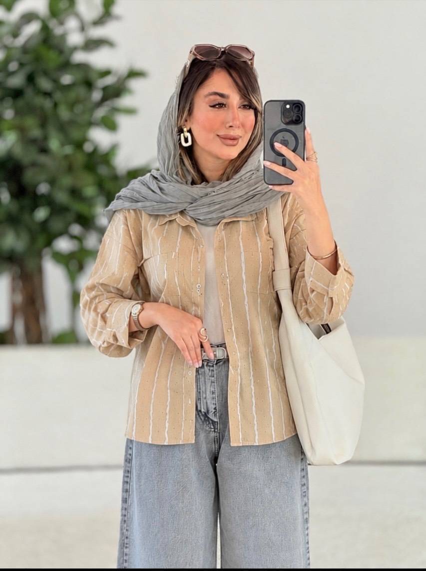 مانتو راه راه نفیس کرم