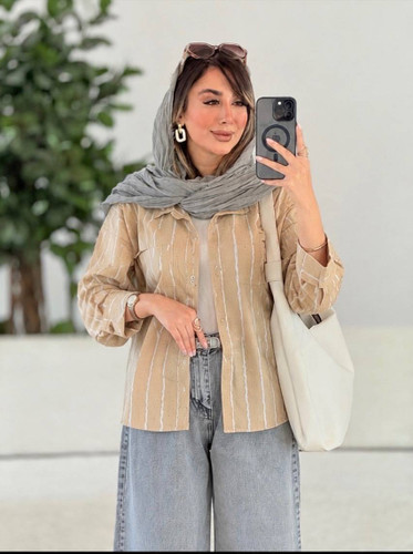 مانتو راه راه نفیس کرم