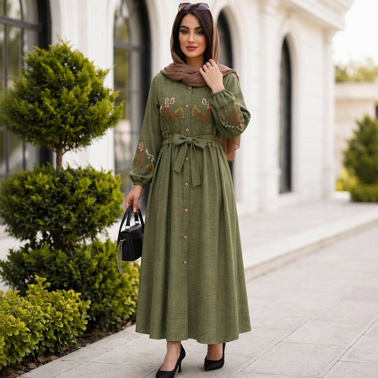 پیراهن گلدوزی نگار جنس شانتون
