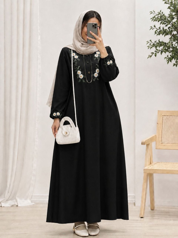 عبا گیسو جنس شانتون اعلا گلدوزی شده