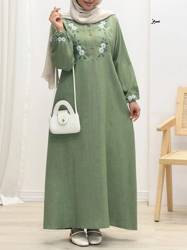 عبا گیسو جنس شانتون اعلا گلدوزی شده