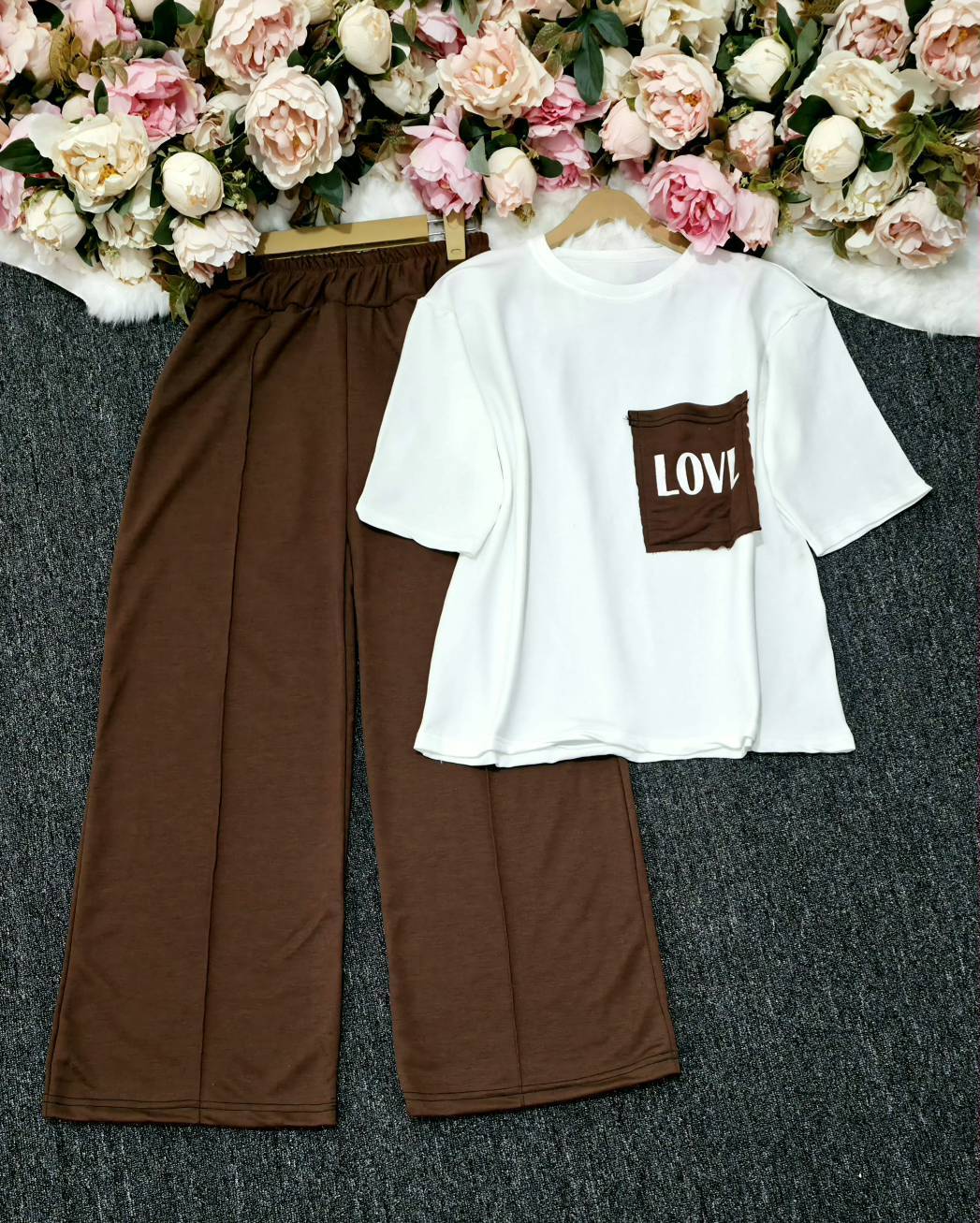 ست تیشرت شلوار love نخ پنبه باکیفیت
