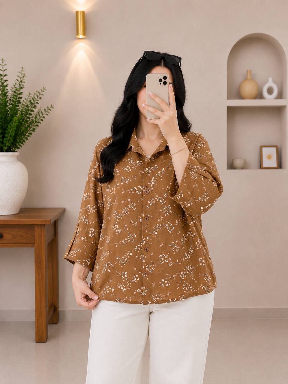 شومیز ساناز جنس شیشه ای لمه کاری شده
