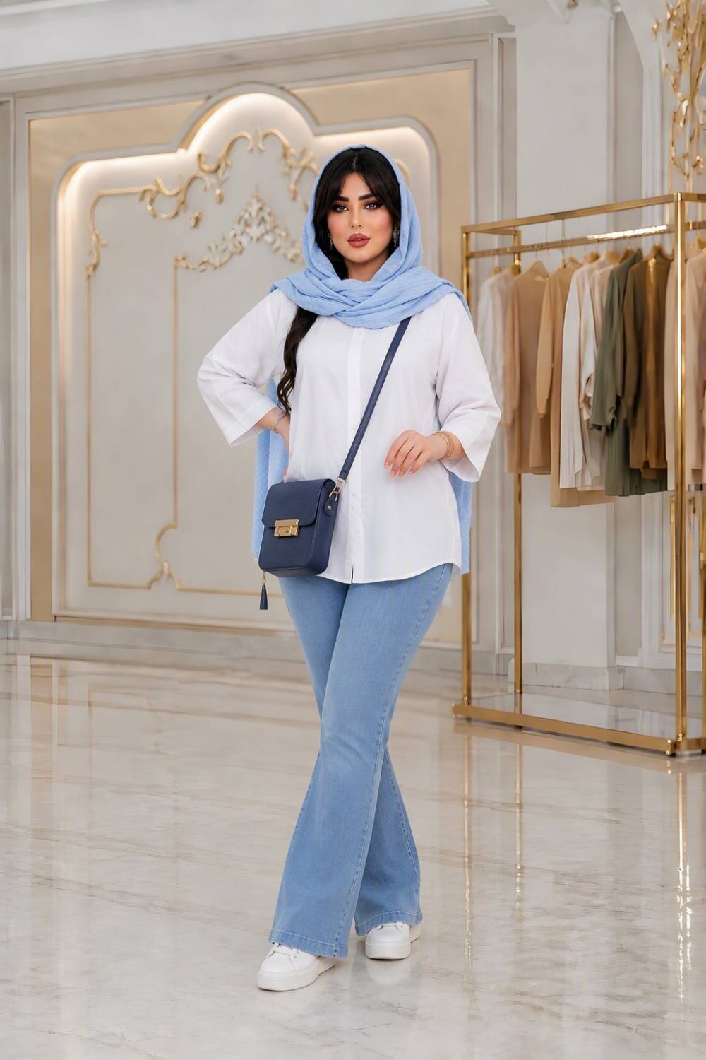 شومیز سفید ساده تترون