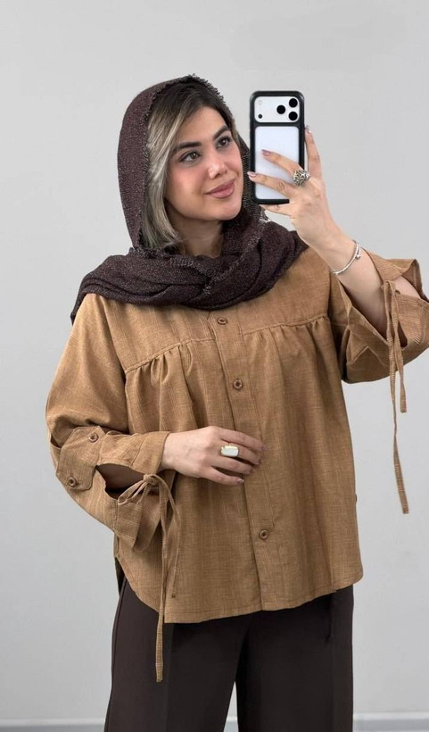 شومیز مانتویی مدل نبات جنس صوفیا ژاکارد