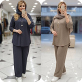 ست مانتو شلوار بیسکوییتی جنس مراکشی