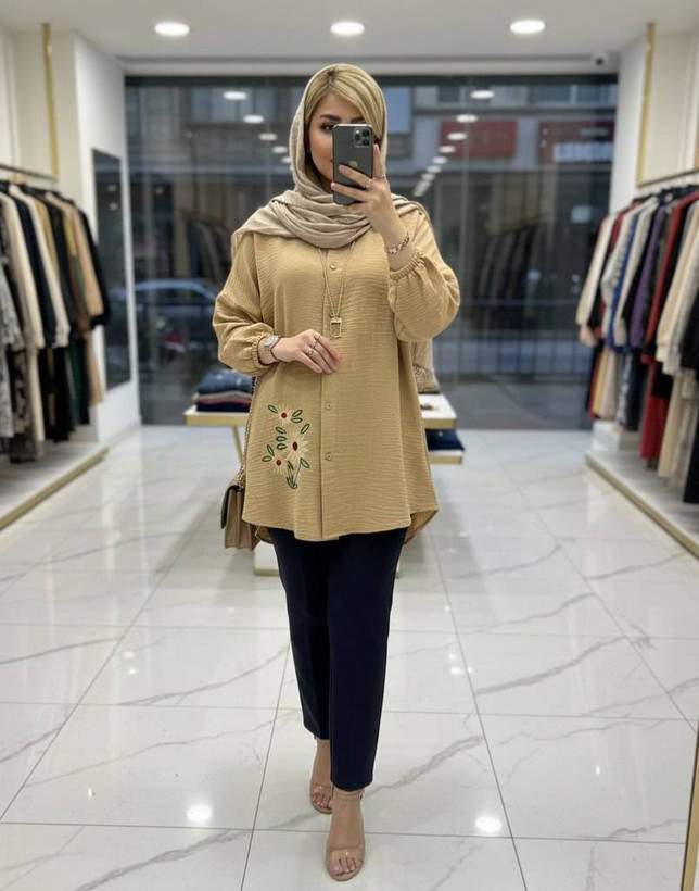 شومیز مانتویی سه گل بابونه