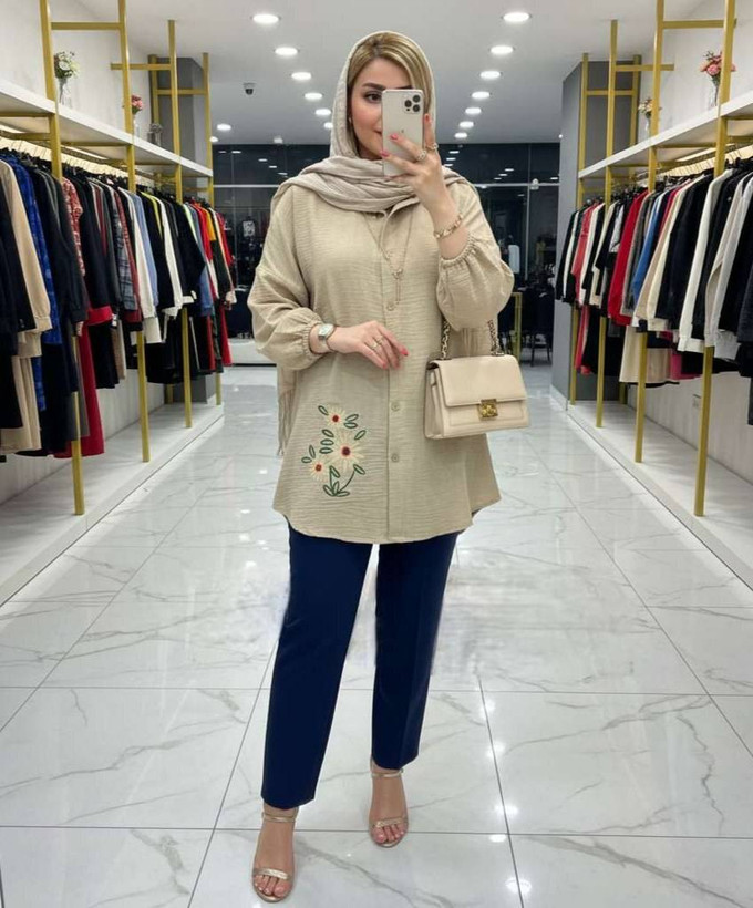 شومیز مانتویی سه گل بابونه