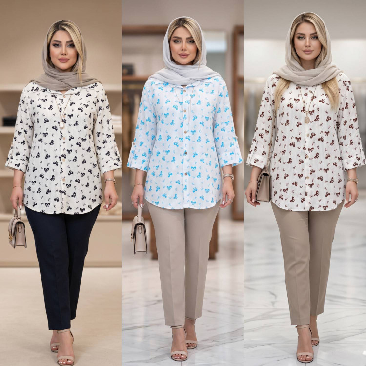 شومیز مانتویی دنیز جنس کراش طرحدار