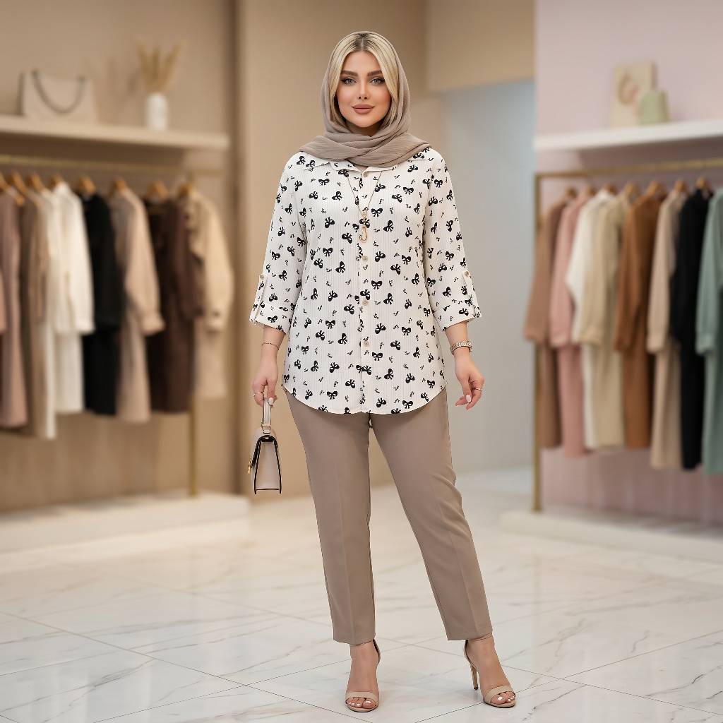 شومیز مانتویی دنیز جنس کراش طرحدار