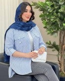 مانتو جیب صلیبی راه راه بسیار باکیفیت