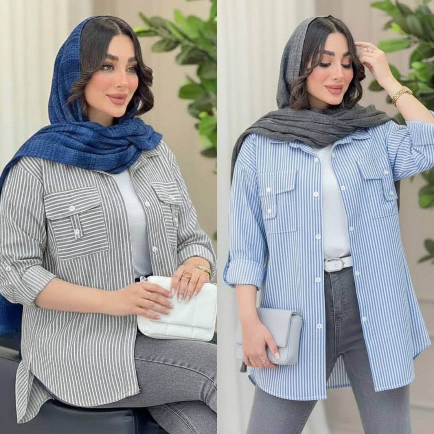 مانتو جیب صلیبی راه راه بسیار باکیفیت