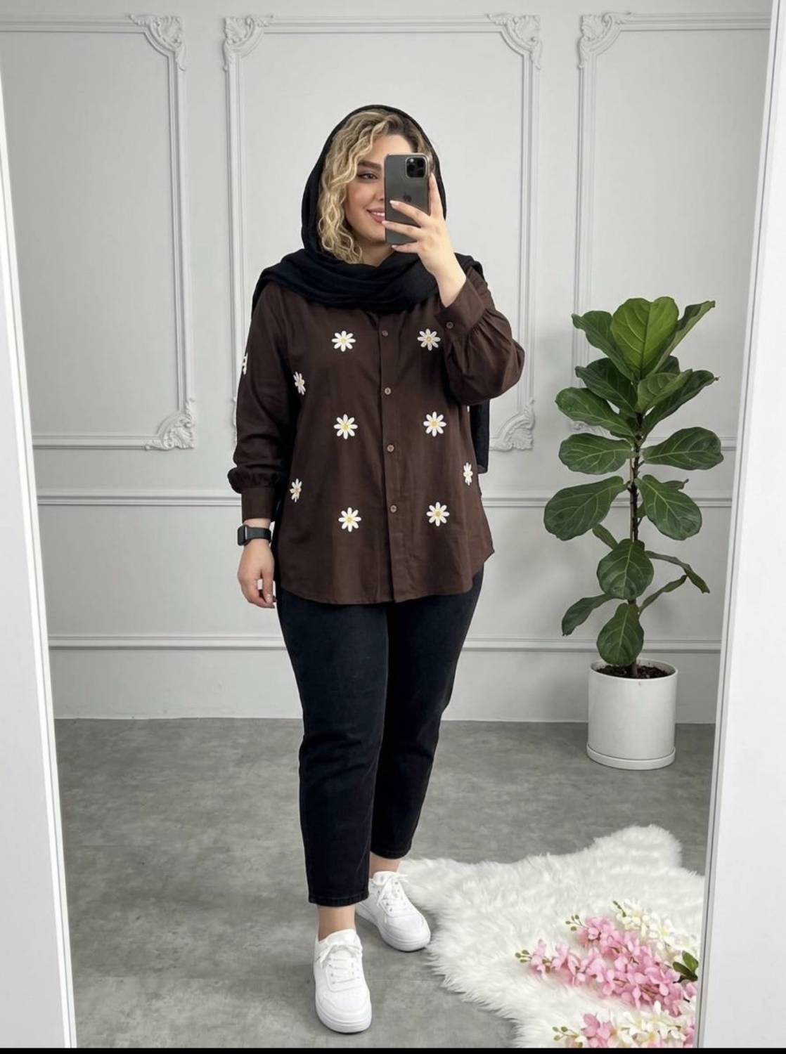 شومیز مانتویی گل