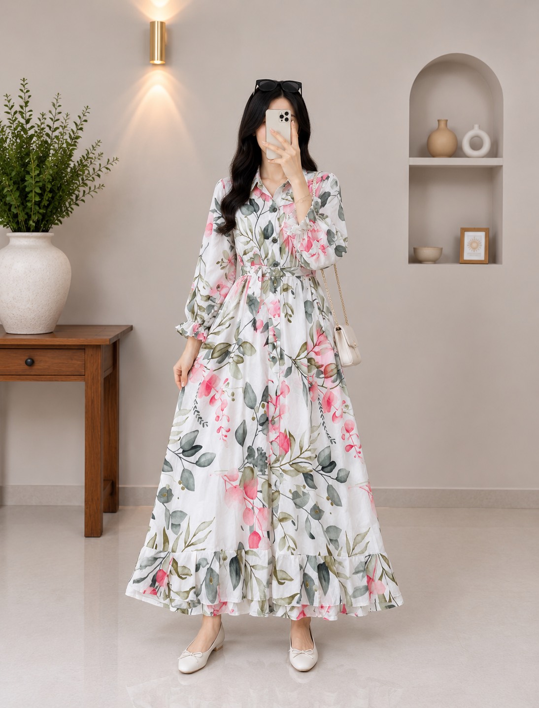 پیراهن گلشید جنس پنبه نخی